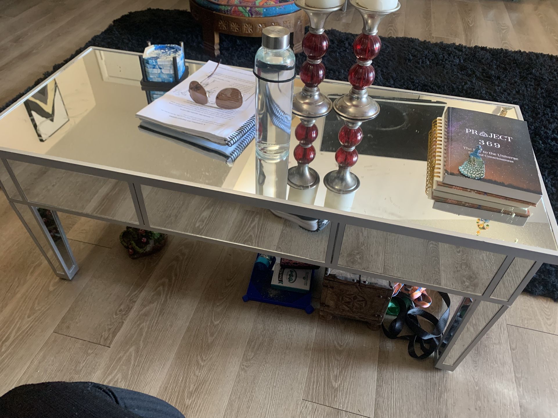 Mirrored Coffee Table With Drawers