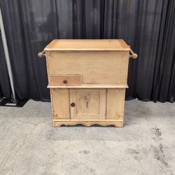 Pine lift-top washstand and dry sink cabinet