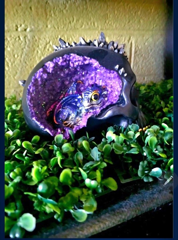 Baby👶Dragon Hiding InCrystal💎Skull💀