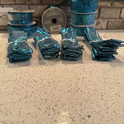 Lot Of Wire Edge Ribbon In Turquoise 