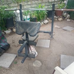 Olympic Weight Bench And Weights With Bar
