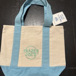 Trader Joe Blue Pastel Mini Tote Bag 