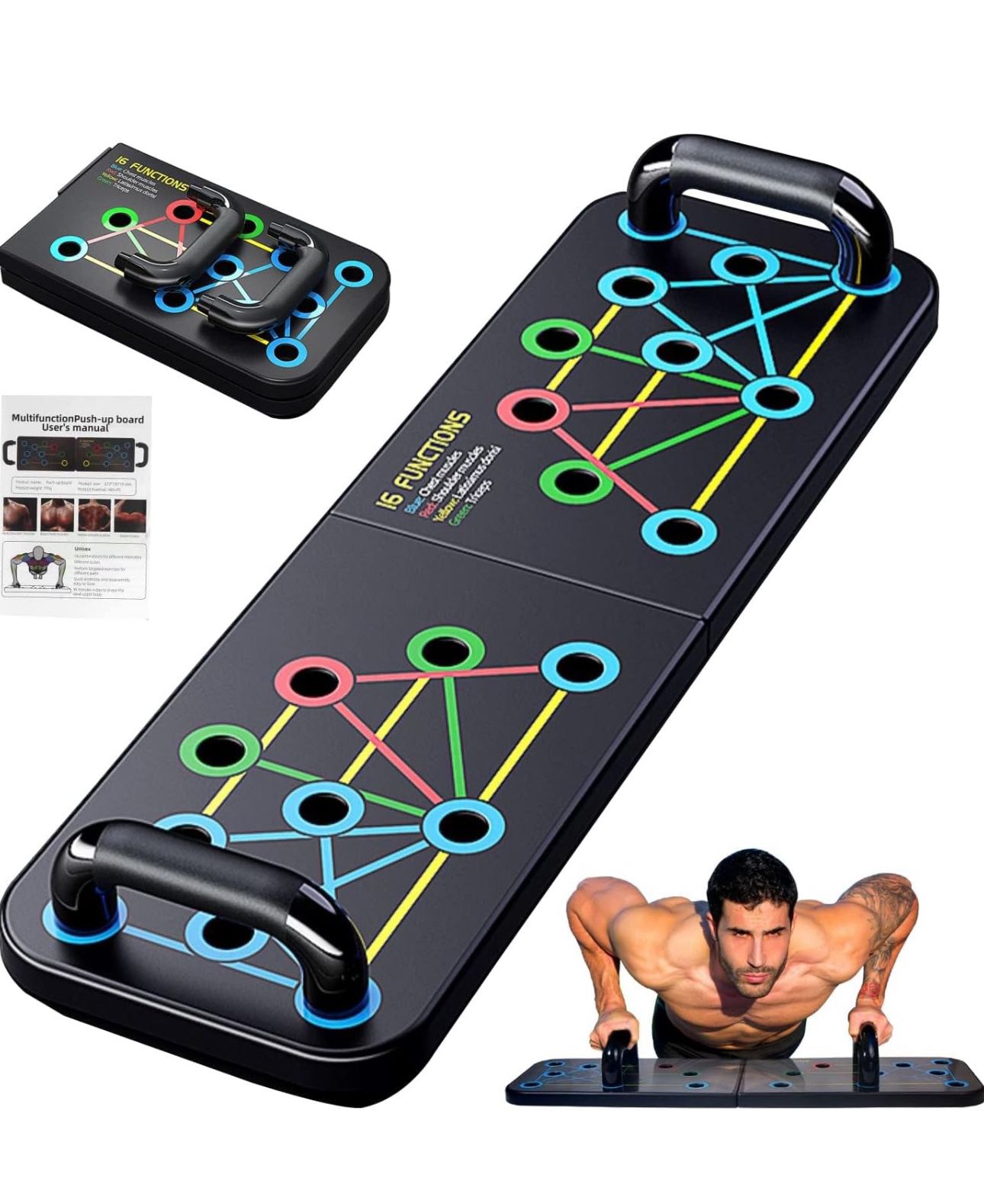 Push Up Board, SRIEEM Multi-function Detachable Push Up Bar, Portable Push up Handles for Floor，Portable Home Gym Workout Equipment for Men and Women