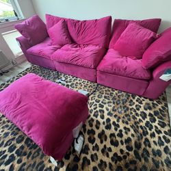 HOT PINK VELVET COUCH