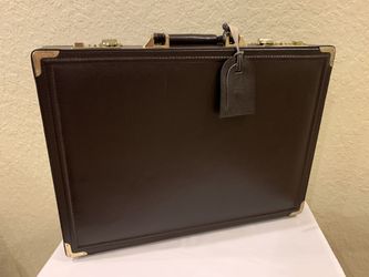 LIBERTY Thin Body Leather Attaché Case With Brass Accents