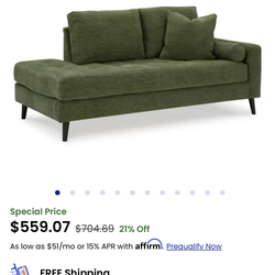 Ashley Furniture Olive Green Right Arm Corner Chase