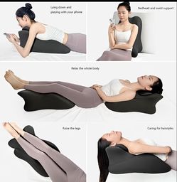 New! Adjustable Curved Massage Pillow for Sleeping, Side and Back Sleepers - Relieves Leg and Neck, Black, Zippered, Hand Wash Only, Comfortable Pillo
