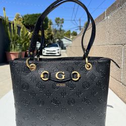 Guess Izzy Peony Women’s Embossed Girlfriend Satchel Handbag Black PD920924