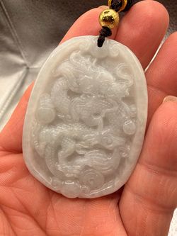 Carved Jade Dragon Pendant with Certificate