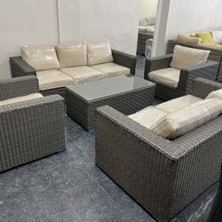 Patio Furniture Large Conversation Set With Sunbrella Cushion