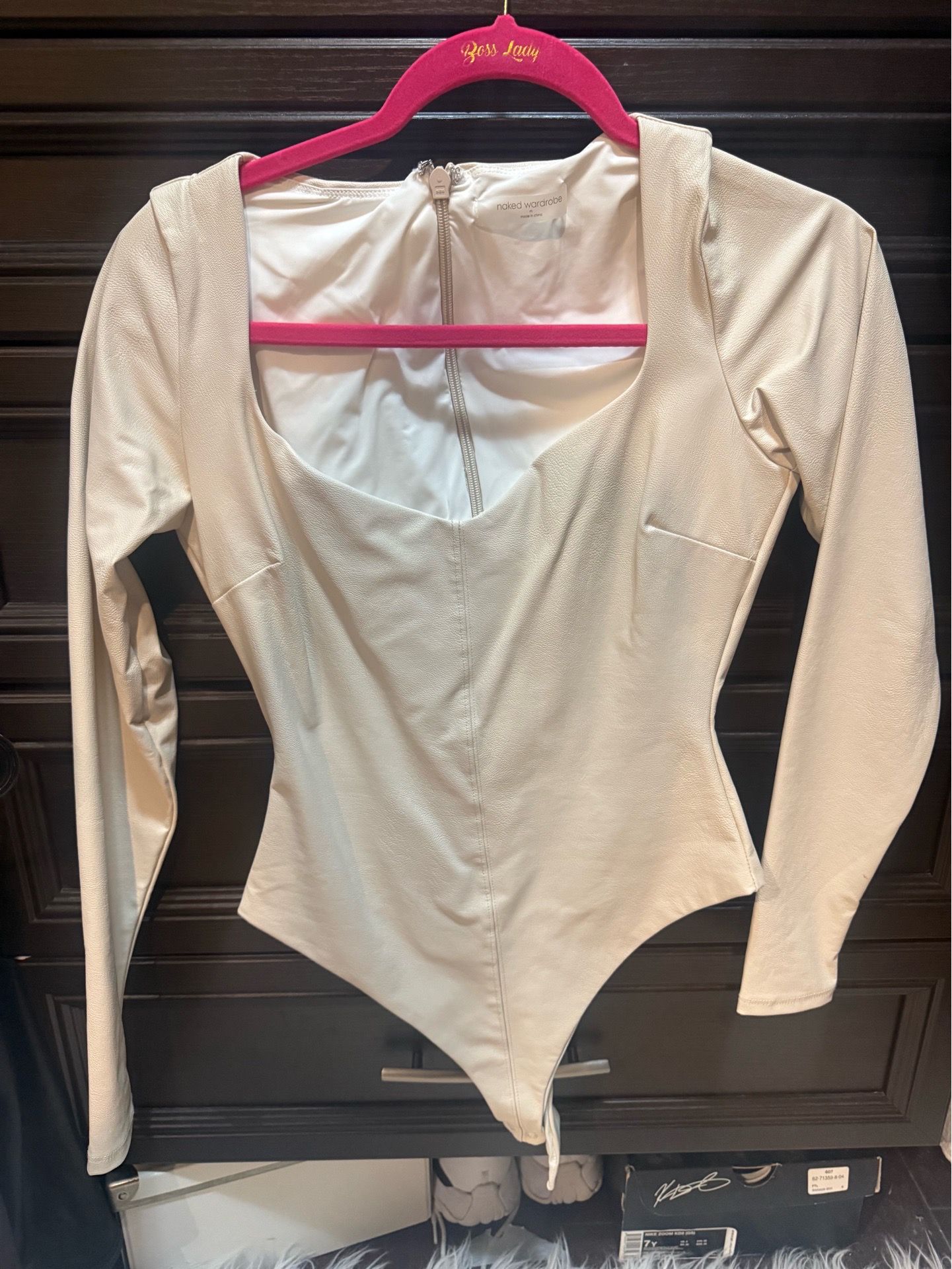 Naked Wardrobe Faux Leather Bodysuit