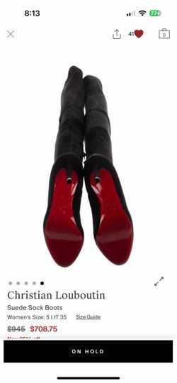 Christian Louboutin Black Leather Over The Knee OTK Platform Boots 35.5 / 5.5