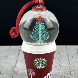 Starbucks Snow Globe Coffee To Go Cup Christmas Tree Ornament 2006 RETIRED 3"