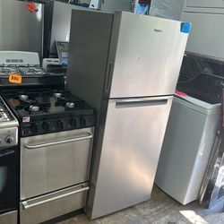24” Whirlpool Fridge Stainless Steel- Glass Shelves And 20” Premier Stove Stainless Steel 