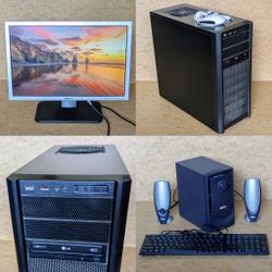 Antec AMD Athlon 8GB RAM 1TB 3 HD Windows 10 desktop PC computer with Dell monitor, keyboard & speakers
