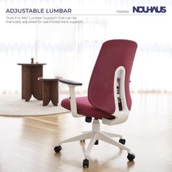 Mesh Office Chair with Adjustable Lumbar Support and Armrest Executive Chair Burgundy New