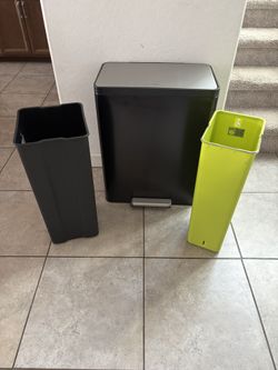 EKO EcoCasa II 36L+24L Dual Trash Can with Recycle Bin, Stainless Steel Garbage Can with Lid, Deodorizer Compartment, Odor-Proof and Fingerprint Resis