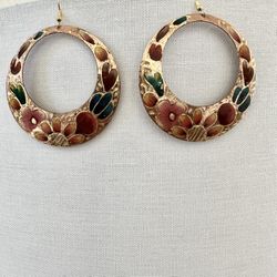 Copper Hand Painted Earrings Made In Mexico