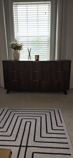 🔥 9‑Drawer Walnut Fluted Dresser w/ Gold Hardware – Luxury Storage & Modern Style! 🔥
