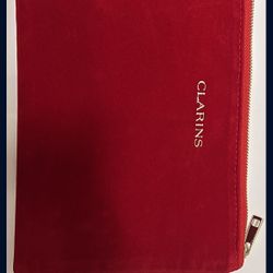 CLARINS Makeup Bag Red Velvet New 9”x6”