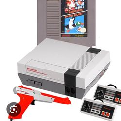 1985 NES System+ Nintendo NES Zapper+ NES Advantage Joy Stick + Mario/ Duckhunt Combo Game 
