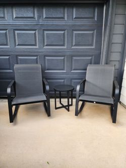 Modern Black Patio Rocking Chair Set