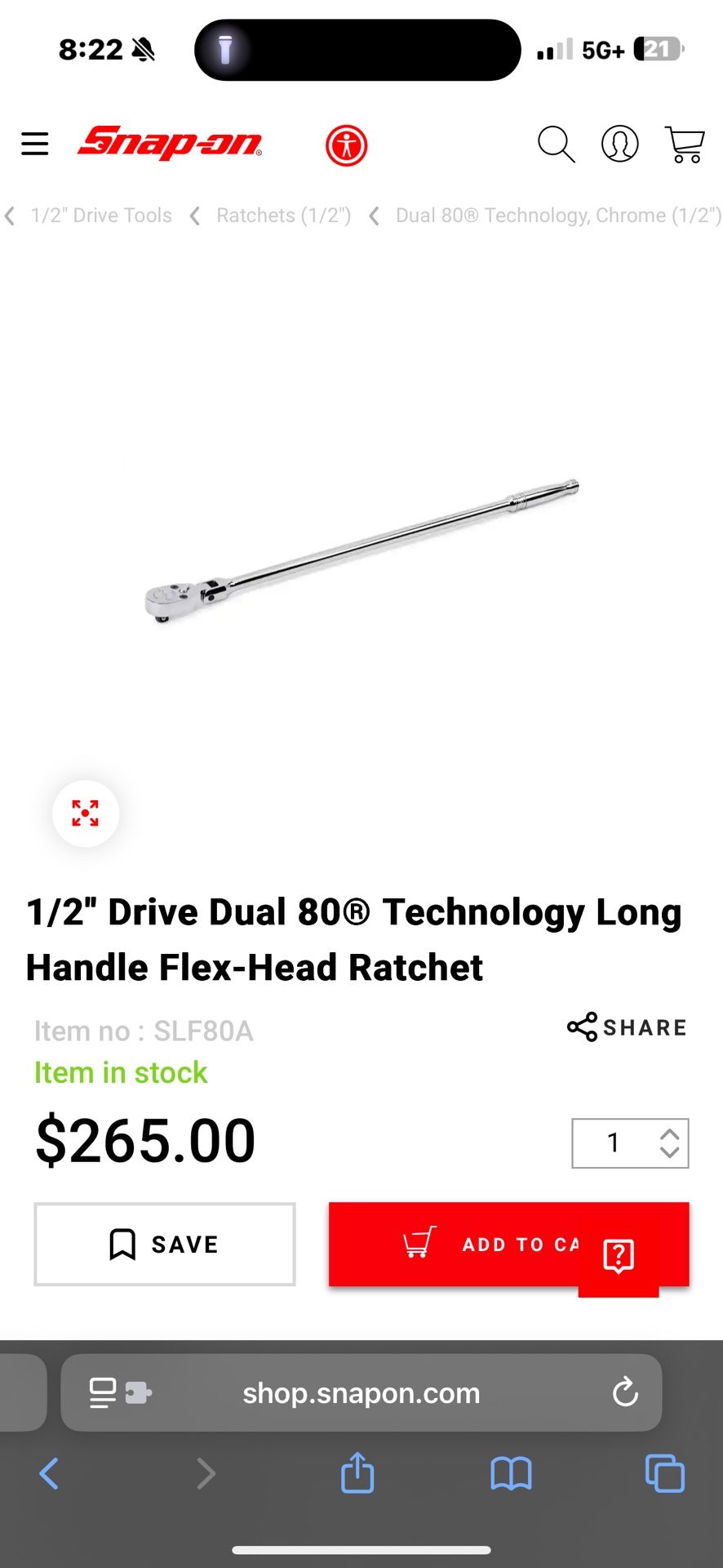 1/2” Snap-On Ratchet