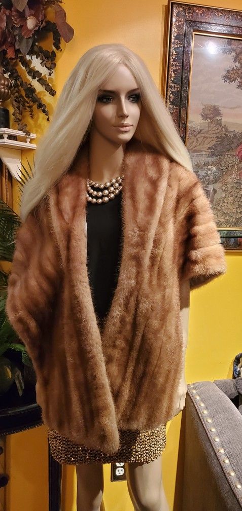 Luxury Genuine Mink Fur Shawl Cape