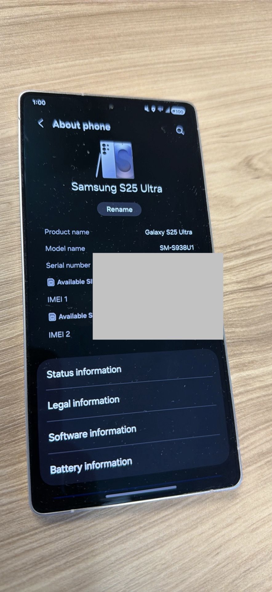 Samsung S25 ultra 256 GB