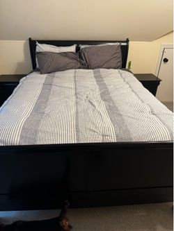 Queen bed set with mattress.
