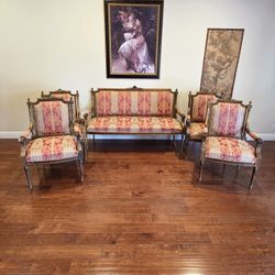 Antique French King Louis XVI Parlor Suite Salon Set Sofa & Chairs