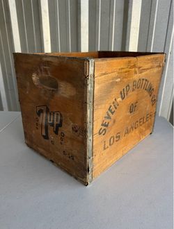Vintage 7UP Wooden Soda Crate – 1955 Los Angeles Bottling Co.