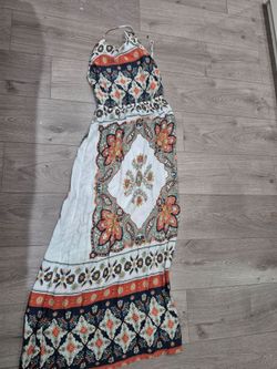 Boho Floral Print Halter Maxi Dress