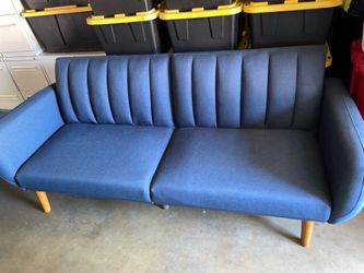 Novogratz Brittany Futon, Blue Linen couch bed