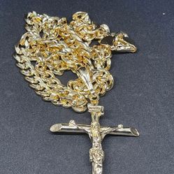 Gold Plated Men’s Cross Necklace 