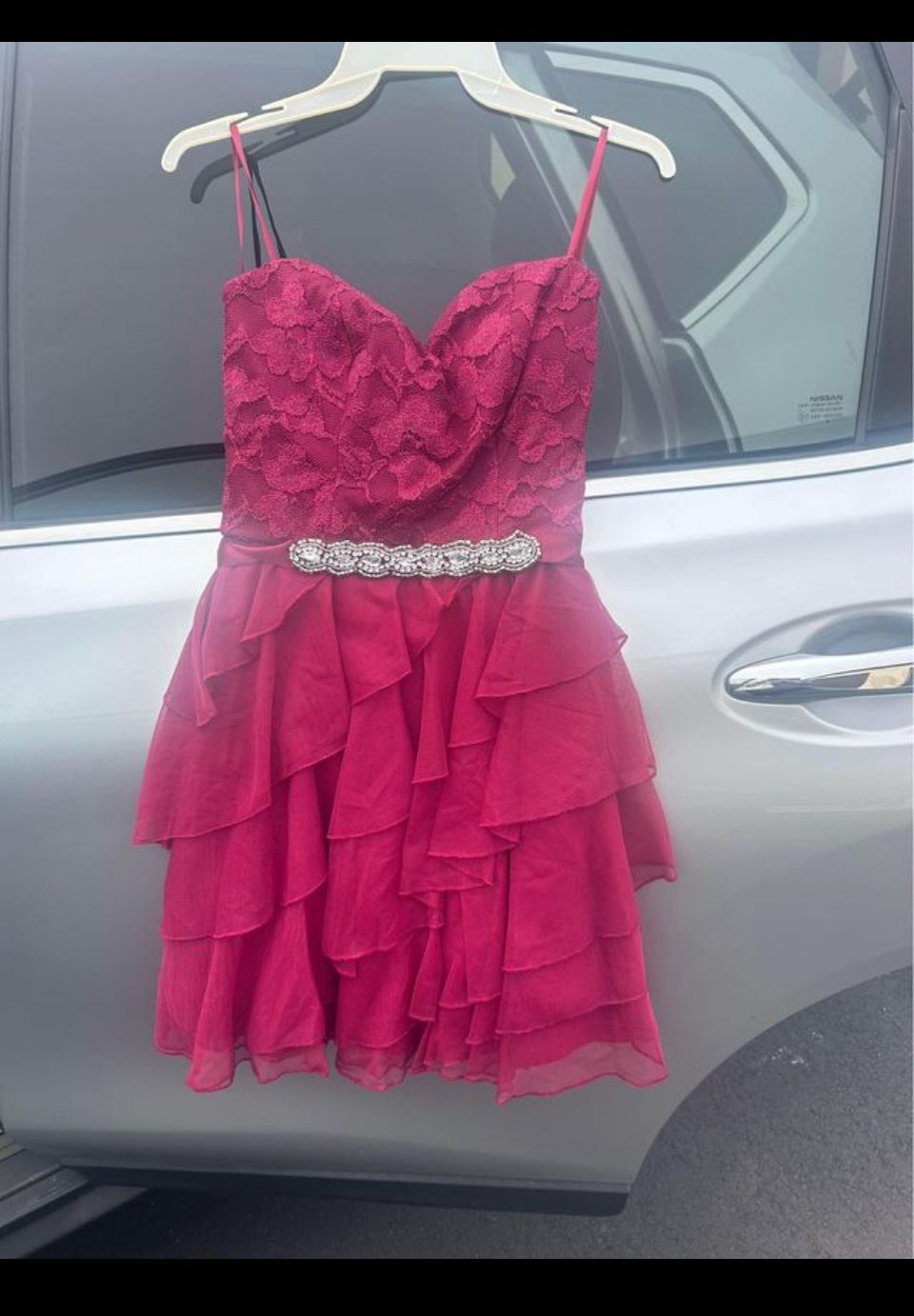 Short Burgandy Formal Dress With Bling Size 3