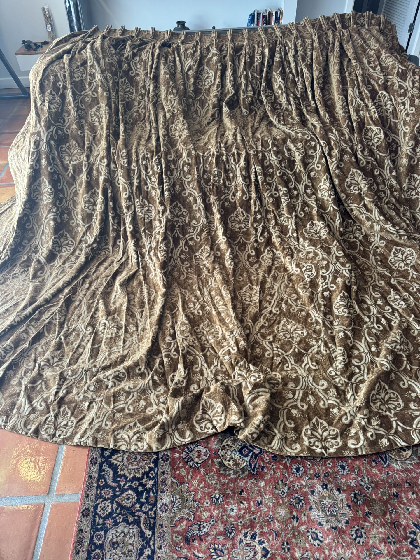 Drapes/ Curtains - Classic damask motif- Ready To Hang- Great For Black Outs 