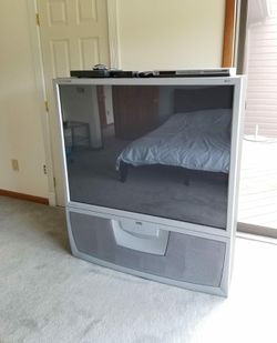 55 inch RCA TV built in cabinet