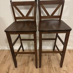 Natural Cross Back Solid Wood Bar Height Stool $80 For 2