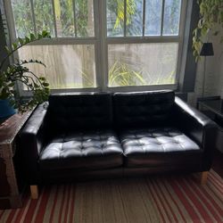 Black Leather Loveseat Sofa