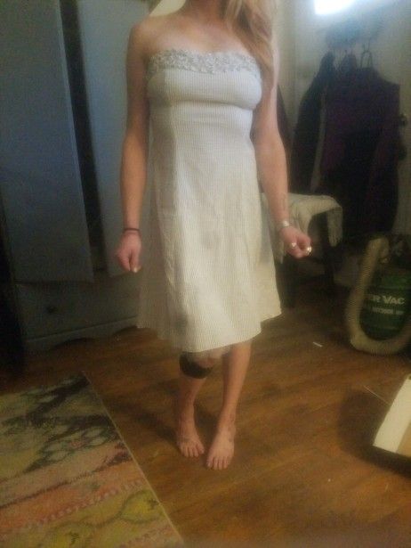LOVELY BLUE AND WHITE STRIPED CUP DRESS!!