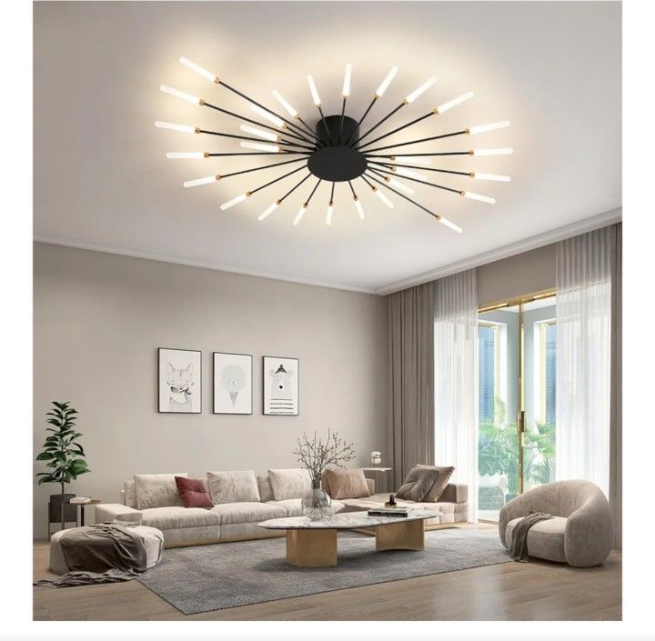 Ceiling Light Modern Flower Shape Ceiling Lamp for Dining Room Kitchen Hallway Flush Mount Metal Acrylic Sputnik Firework Petal LED Lighting Fixture (