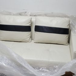 White And Black Custom Leather Sofa