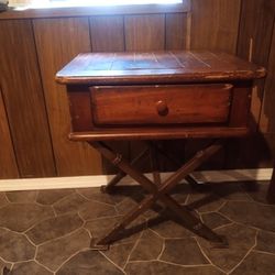 Vintage Wooden Table With Drawer 