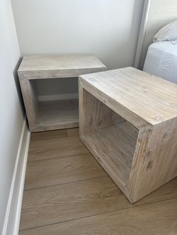 Set Of 2 Modern Open Shelf Nightstands
