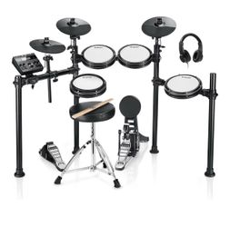 Donner DED-200 Electric Drum Sets with Quiet Mesh Drum Pads, 2 Cymbals w/Choke, 31 Kits and 450+ Sounds, Throne, Headphones, Sticks, USB MIDI, Melodic