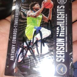 Anthony Edwards Signed NBA Autograph Card Minnesota Timberwolves 