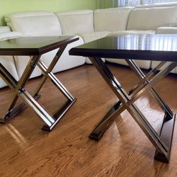 End tables/ side tables  , solid wood with hard chromed legs.