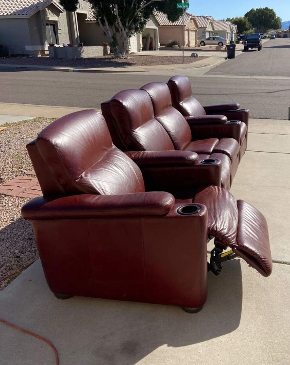 Pickup Only Red Leather Movie Theater Like Recliner Seats 