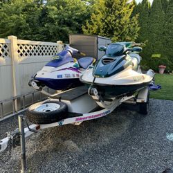 2 Sea Doo Jet Skis And Trailer 